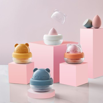 美妝蛋收納盒帶蓋便攜海綿蛋托架透氣粉撲彩妝蛋化妝蛋防塵置物架