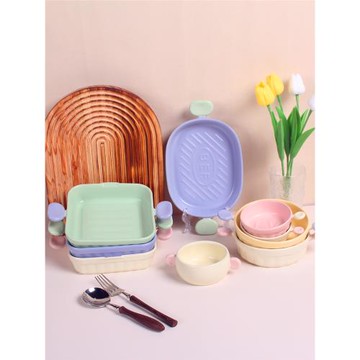 雙耳烘焙烤盤陶瓷烤箱專用器皿微波爐酸奶菜盤子芝士焗飯烤碗家用