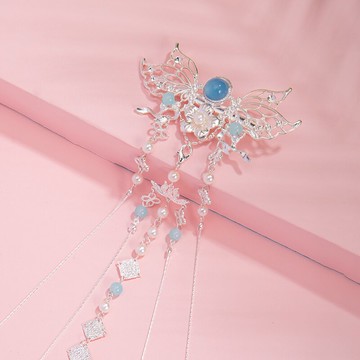 【浮扇初舞】蝴蝶發夾古風后尾夾流蘇步搖夾子頭飾仙氣漢服頭飾女