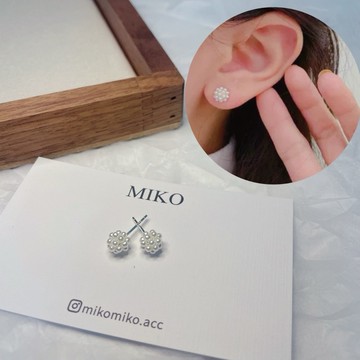 s925純銀 韓國🇰🇷典雅袖珍珍珠泡泡花 現貨 通體純銀