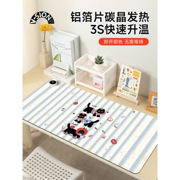 V-SION嬉鬧貓咪加熱鼠標墊超大辦公桌面冬天發熱暖桌墊學生寫作業寫字桌墊暖手防水電腦鍵盤墊子女生宿舍恒溫