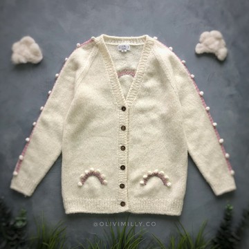 成人款「彩虹」針織外套，手工編織刺繡針織外套