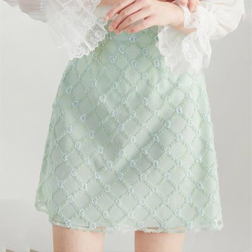 網紗半身裙女2025新款春夏高腰顯瘦休閑氣質綠色亮片淺色a字短裙