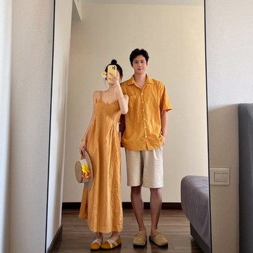 CP情侶衣透氣情侶裝夏天度假沙灘裙情侶洋裝情侶衣