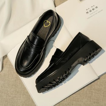 小皮鞋女厚底2025新款春秋英倫百搭襪子鞋日系jk制服樂福鞋單鞋