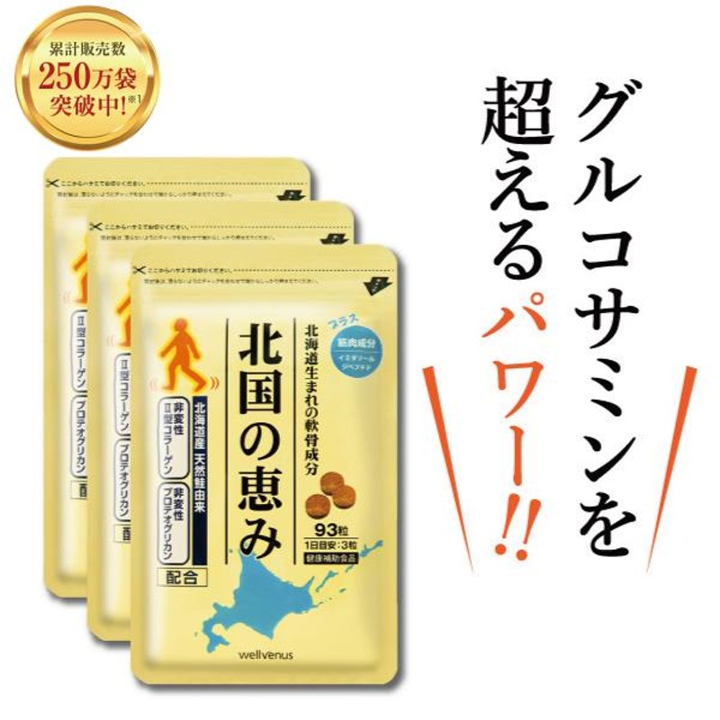 プロテオグリカン配合 北の恵み 93粒✖️3-