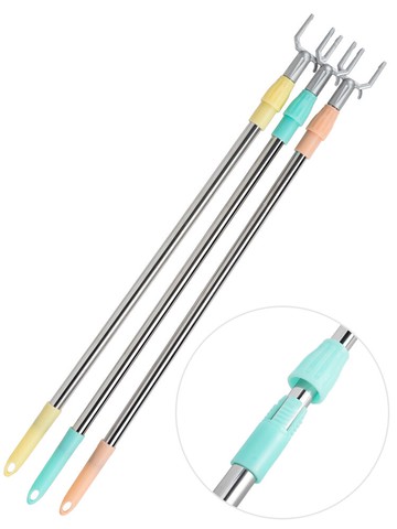 晾衣棒 家用不銹鋼撐衣桿伸縮加長掛衣挑衣竿丫叉晾衣桿子取衣服叉桿衣叉【MJ4787】