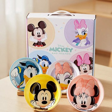 【迪士尼Disney】米奇米妮唐老鴨黛西4入碗組禮盒 正版授權 可微波可烤箱可洗碗機陶瓷碗盤 湯碗 造型飯碗 造型碗 入厝禮物 泡麵碗 宵夜消夜碗 搬家送禮 情人節女生禮物 520女友送禮 朋友生日禮