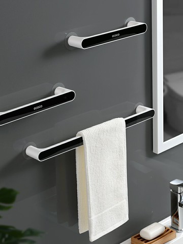 毛巾架免打孔衛生間浴室吸盤掛架浴巾架子北歐簡約創意單桿毛巾桿