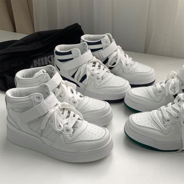 高幫鞋女春季運動鞋2026新款厚底魔術貼小白鞋女百搭板鞋子ins潮