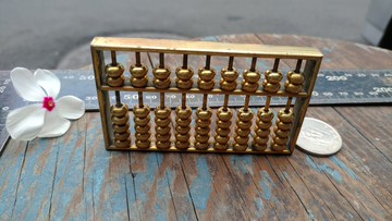 早期老台灣外銷銅製品實心老銅算盤紙鎮擺飾