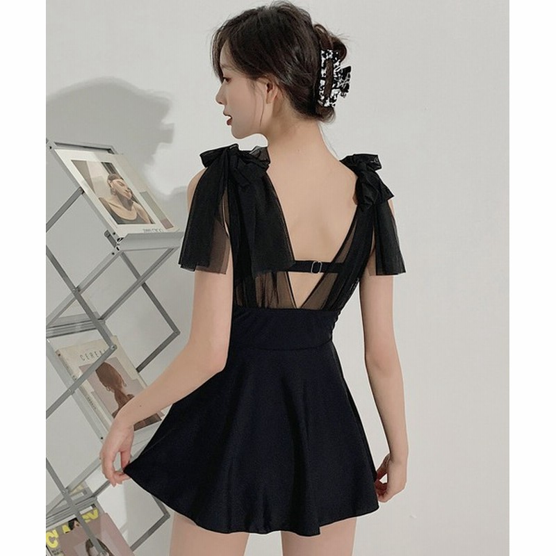 Teddyshop レディース水着 ショルダーリボンバックシャンワンピ風オールインワンスイムウェア Women 水着 着物 浴衣 水着 通販 Lineポイント最大get Lineショッピング