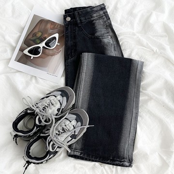 現貨 ⓇⒺⓃⒶ｜甜酷風招牌🎈｜漸變色牛仔長褲_百搭/復古/高腰/顯瘦/休閒褲/牛仔褲【R19657】