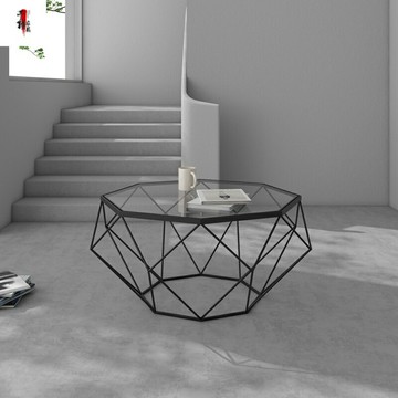 北歐風輕奢茶幾小戶型現代簡約創意客廳鐵藝鋼化玻璃桌子茶臺傢具