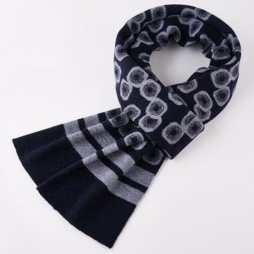 純羊毛圍巾男披肩-提花密實針織禦寒配件情人節生日禮物4色74bl23【獨家進口】【米蘭精品】