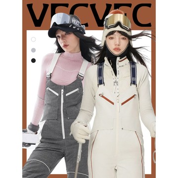 【官方正品】VECVEC单双板滑雪背带裤 女士滑雪褲 3L加厚宽松夹棉滑雪褲 保暖防风防水女款滑雪褲 冬季户外滑雪背帶褲