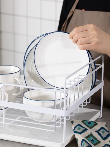 朵頤 家用碗架雙層瀝水架實用型廚房置物架桌面碗盤碟瀝水置物架1入