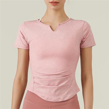 現貨+預購 女短袖運動服T恤瑜珈服親膚透氣速乾-短袖裸感V領罩衫4色74ld43【獨家進口】【米蘭精品】