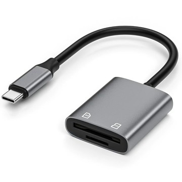 讀卡機-SD 記憶卡 USB-C Type-C轉SD+TF記憶卡讀卡器轉接線 鋁合金版