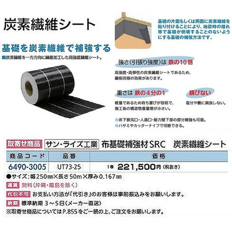 リフォーム用品 耐震 防災 構造の耐震 耐震補強金物 サン ライズ工業 布基礎補強材src 炭素繊維シート 通販 Lineポイント最大0 5 Get Lineショッピング