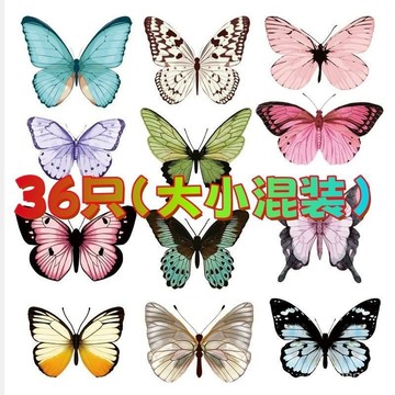 新品PVC立體蝴蝶仿真36衹裝飾彩色DIY鮮花束禮品搭配拍照臉部化妝🔥509🔥 3M47