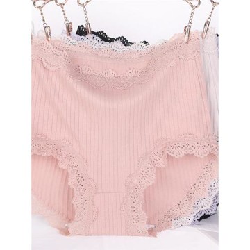 胖妹妹女士大碼內褲蕾絲花邊透氣三角褲高腰內褲女寬松舒適純棉襠