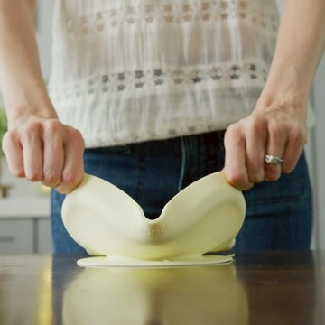 美國 Abiie 蛙式三餐-吸盤式附蓋矽膠餐盤兩件組 | 檸檬羅勒