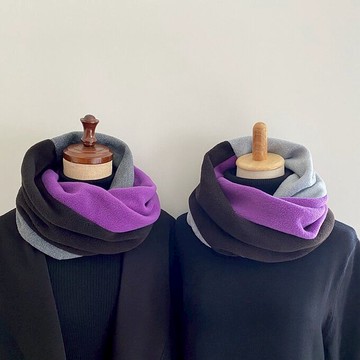 情侶對款套頭圍脖 三色混搭 扭轉設計