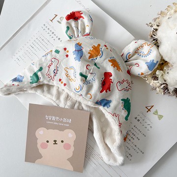 白萌恐龍侏儸紀 手工寶寶豆絨飛行帽 遮耳帽 寶寶帽 保暖帽