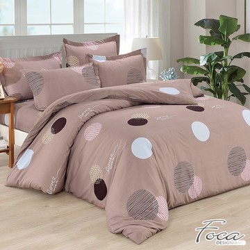 FOCA波光漫舞 加大-MIT製造100%雪絨棉活性印染薄床包枕套三件組