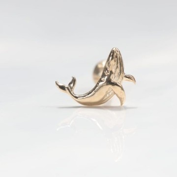 【 CHARIS 韓國珠寶】純14K金 金座頭鯨鎖珠耳環(單個) 轉珠耳環 耳骨 耳窩  流汗碰水不褪色