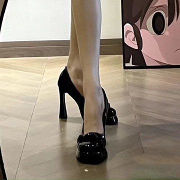 OMG！！嘎嘎好看~~小個子高跟鞋10cm跟高防水臺中空單鞋