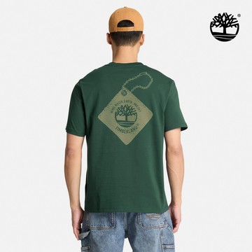 Timberland 男款灰綠色鞋吊牌圖案短袖T恤|A2DPE398