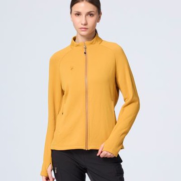 【WILDLAND荒野】女stretch輕量超暖中層外套124藤黃色