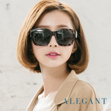 【ALEGANT】瀟灑藍灰色豹紋方框全罩式寶麗來偏光墨鏡/外掛式UV400太陽眼鏡/包覆套鏡