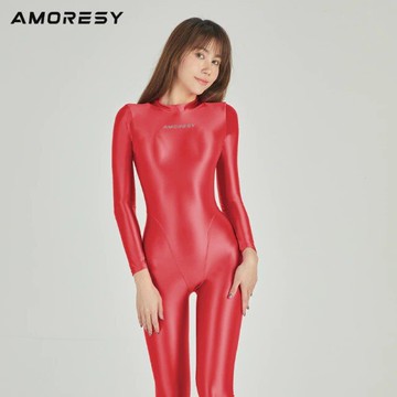 AMORESY | 017 Athena 系列 緊身立領長袖連身泳衣-包腳款