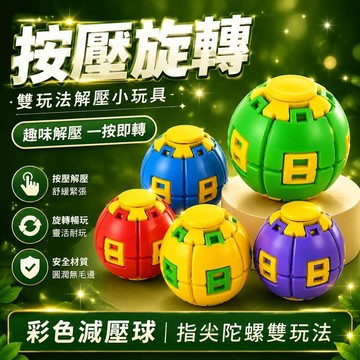 ❤️新款👑台灣出貨👑彩色減壓球按壓旋轉雙玩法指尖陀螺辦公室隨身解悶解壓玩具小禮物