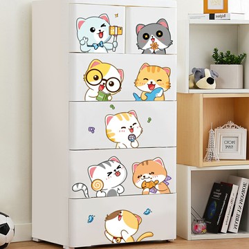 卡通貓咪貼紙衣柜子門貼墻面裝飾小大圖案墻壁貼畫遮丑墻貼紙自粘