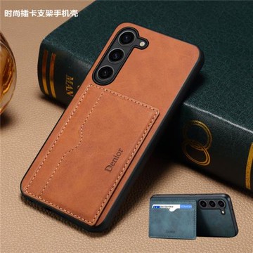 復古紋單卡支架后殼適用三星A55 5G 手機殼三星A15保護套Samsung a25插卡a35手機殼a05s保護note20u支架放卡