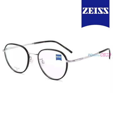 【ZEISS 蔡司】鈦金屬 光學鏡框眼鏡 ZS22111LB 239 橢圓框眼鏡 黑銀框/玳瑁色鏡腳 52mm