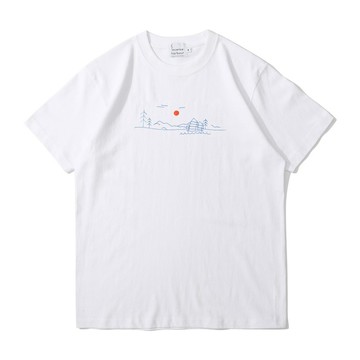 Incense Harbour 美國純棉 日落海港風景圖案 無縫白T-shirt T恤
