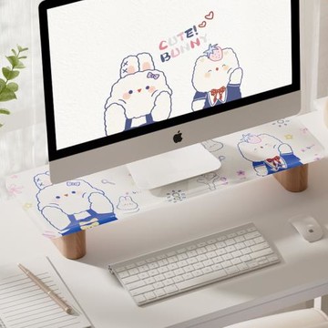 ins風卡通圖案電腦顯示器亞克力增高架60CM臺式顯示器底座辦公桌書桌收納架子筆記本電腦增高架可愛少女心