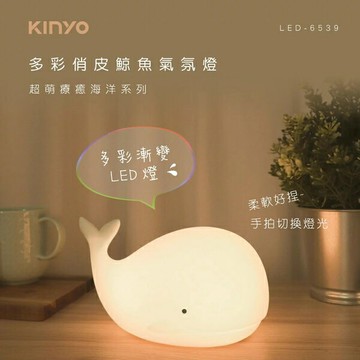 KINYO/耐嘉/多彩俏皮鯨魚氣氛燈/LED-6539/超長續航/溫馨助眠省電設計/擺設/交換禮物/聖誕禮物