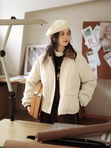 2顏色 靈感寓所 3M新雪麗棉兩面穿棉服外套 學院風設計感棉衣