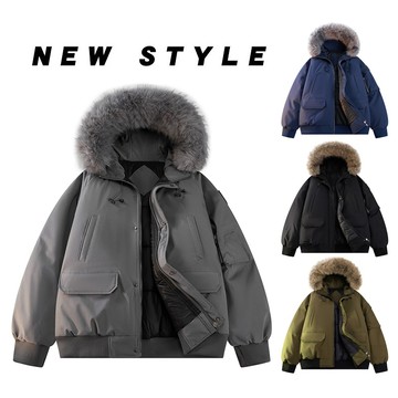 LARGE STORE 秋冬禦寒防風連帽鋪棉保暖外套 情侶外套 保暖大衣 防風外套 男生外套 大尺寸(M2005)
