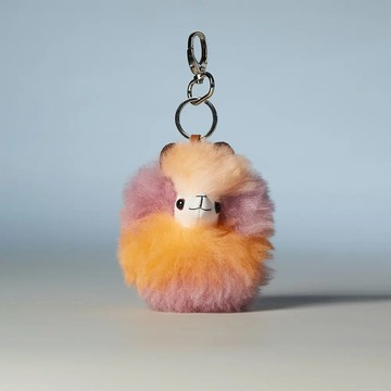 秘魯原生羊駝毛年度PANTONE羊駝鑰匙圈-柔和桃紫