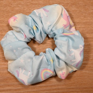 粉藍色 獨角獸 大腸髮圈