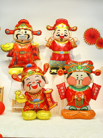 2025新年蛇年裝飾立體站立財神爺氣球商場店鋪幼兒園活動場景布置【淘夢屋】