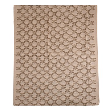 CELINE TRIOMPHE 經典印花羊毛混紡長圍巾/披肩.棕褐色