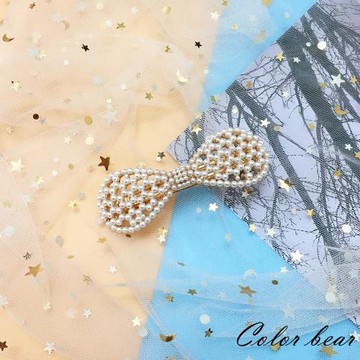 【卡樂熊】韓版氣質甜美珍珠造型彈簧夾/髮夾-蝶結